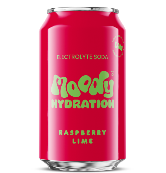 Moody Hydration Electrolyte Raspberry Lime Soda 12x330ml