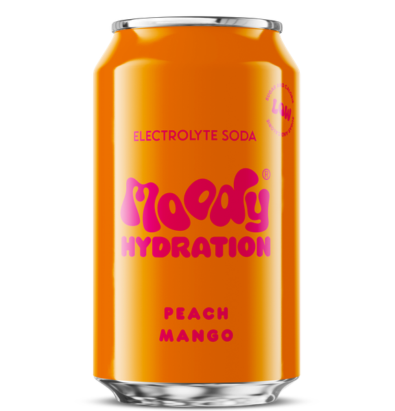 Moody Hydration Electrolyte  Peach Mango Soda 12x330ml